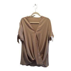 Women’s Drape Front Blouse with Sleeve Ties – Size XL
